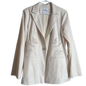 Sam Edelman Cutout Floral Beige Ivory Blazer Women's Large
